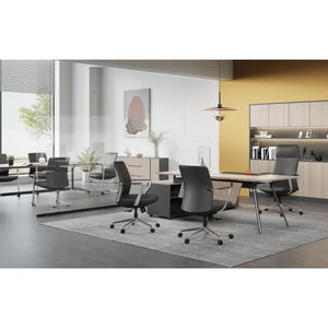 Director Mid Back Black leather